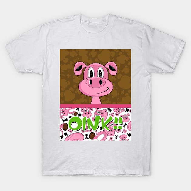 Cute Cartoon Pig T-Shirt by markmurphycreative